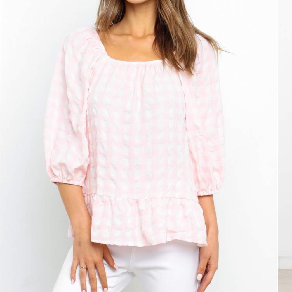 NWT Petal and Pup Pink Gingham Lulu Top